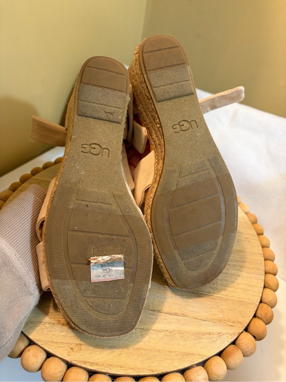 UGG Beige Knotted Espadrille Wedge Sandals View 6